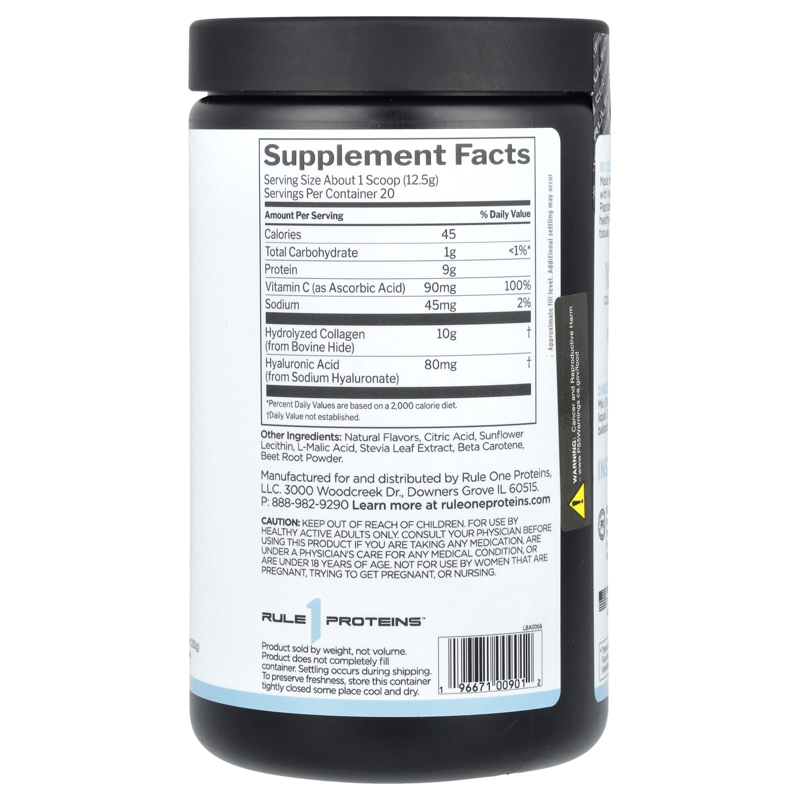 Rule One Proteins, Collagen Peptides + Vitamin C and Hyaluronic Acid, Peach Mango, 8.82 oz (250 g)