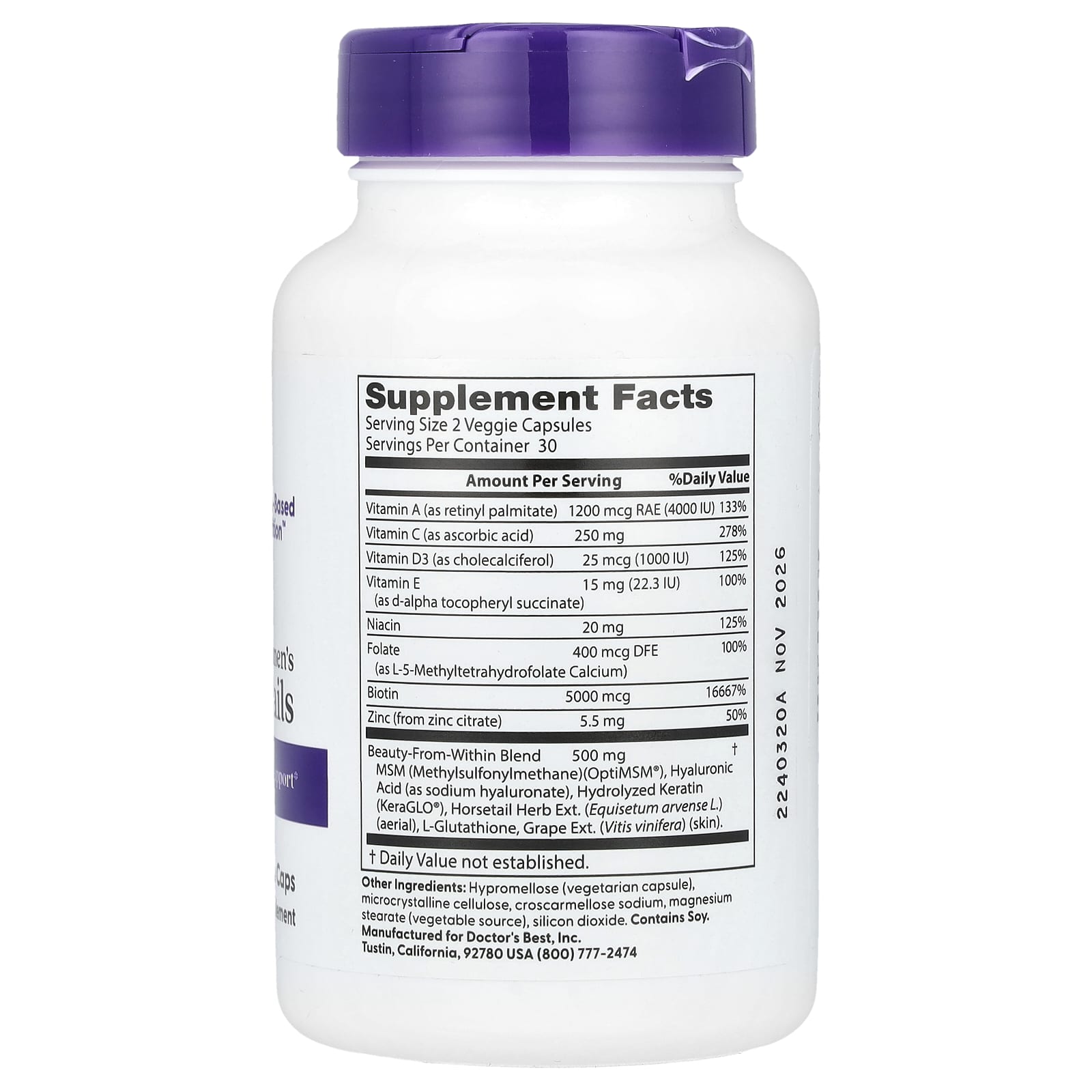Doctor's Best, Women's Hair, Skin & Nails , 60 Veggies Caps