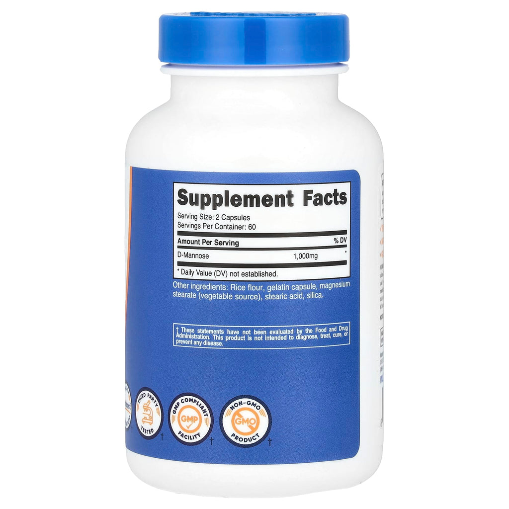 Nutricost, D-Mannose, 120 Capsules (500 mg per Capsule)