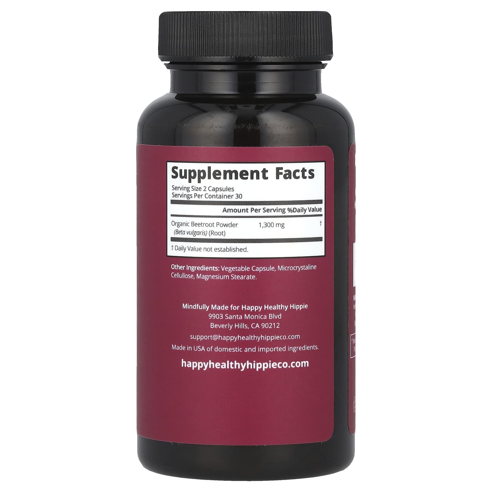 Happy Healthy Hippie, Heart Beet, Organic Beetroot, 60 Capsules (650 mg per Capsule)