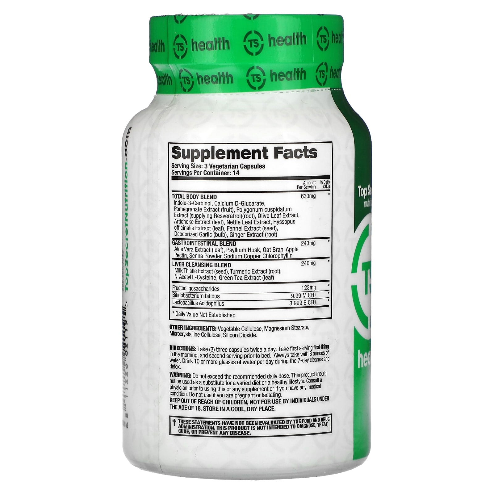 Top Secret Nutrition, Health, Cleanse & Detox, 42 Veggie Caps