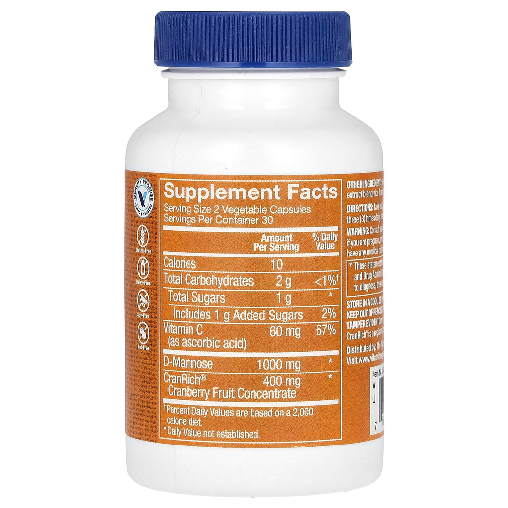 The Vitamin Shoppe, Cranberry With D-Mannose, 60 Vegetable Capsules