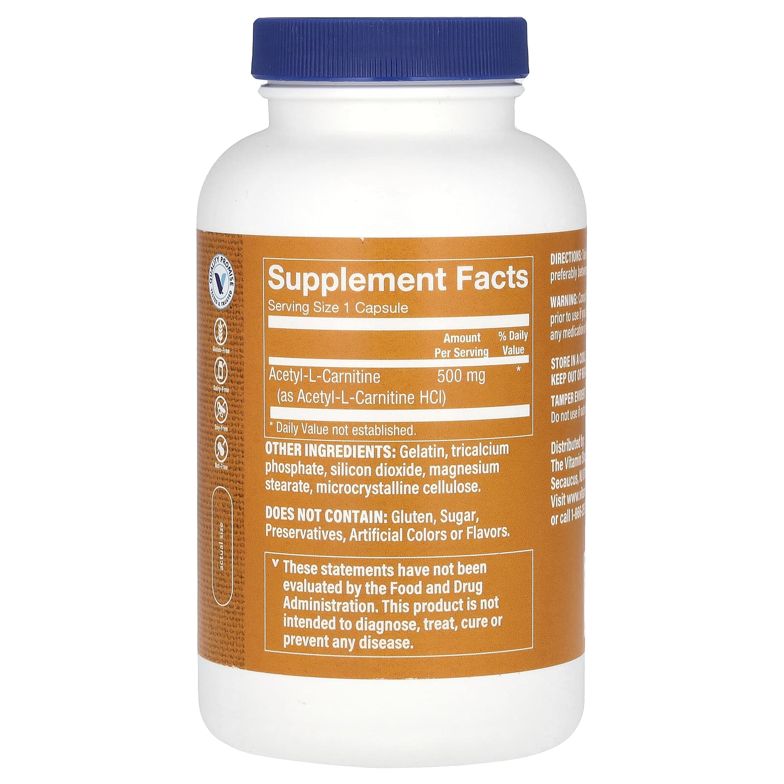 The Vitamin Shoppe, Acetyl L-Carnitine , 500 mg , 240 Capsules