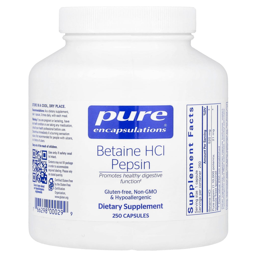 Pure Encapsulations, Betaine HCl Pepsin, 250 Capsules