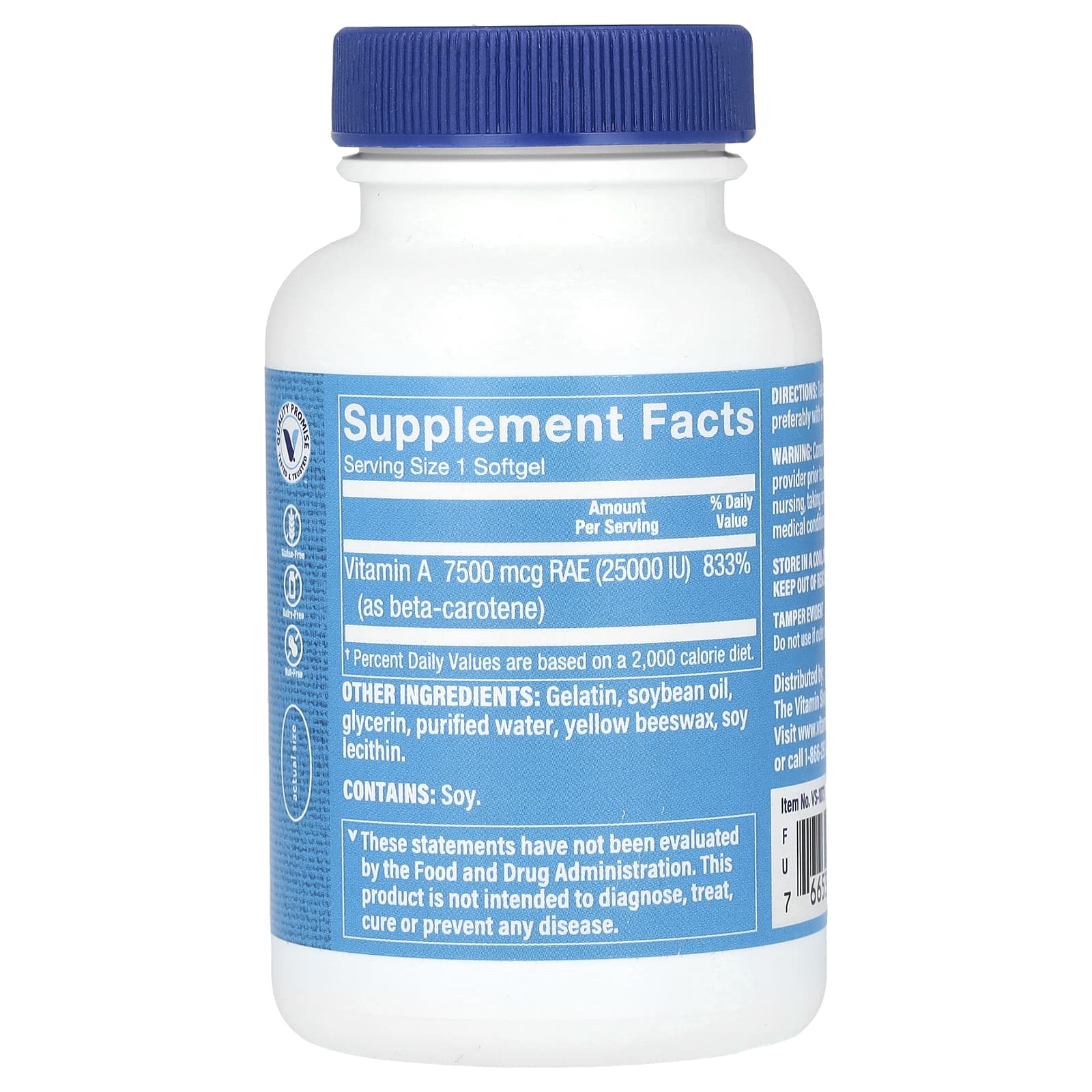 The Vitamin Shoppe, Beta-Carotene, 7,500 mcg (25,000 IU), 300 Softgels