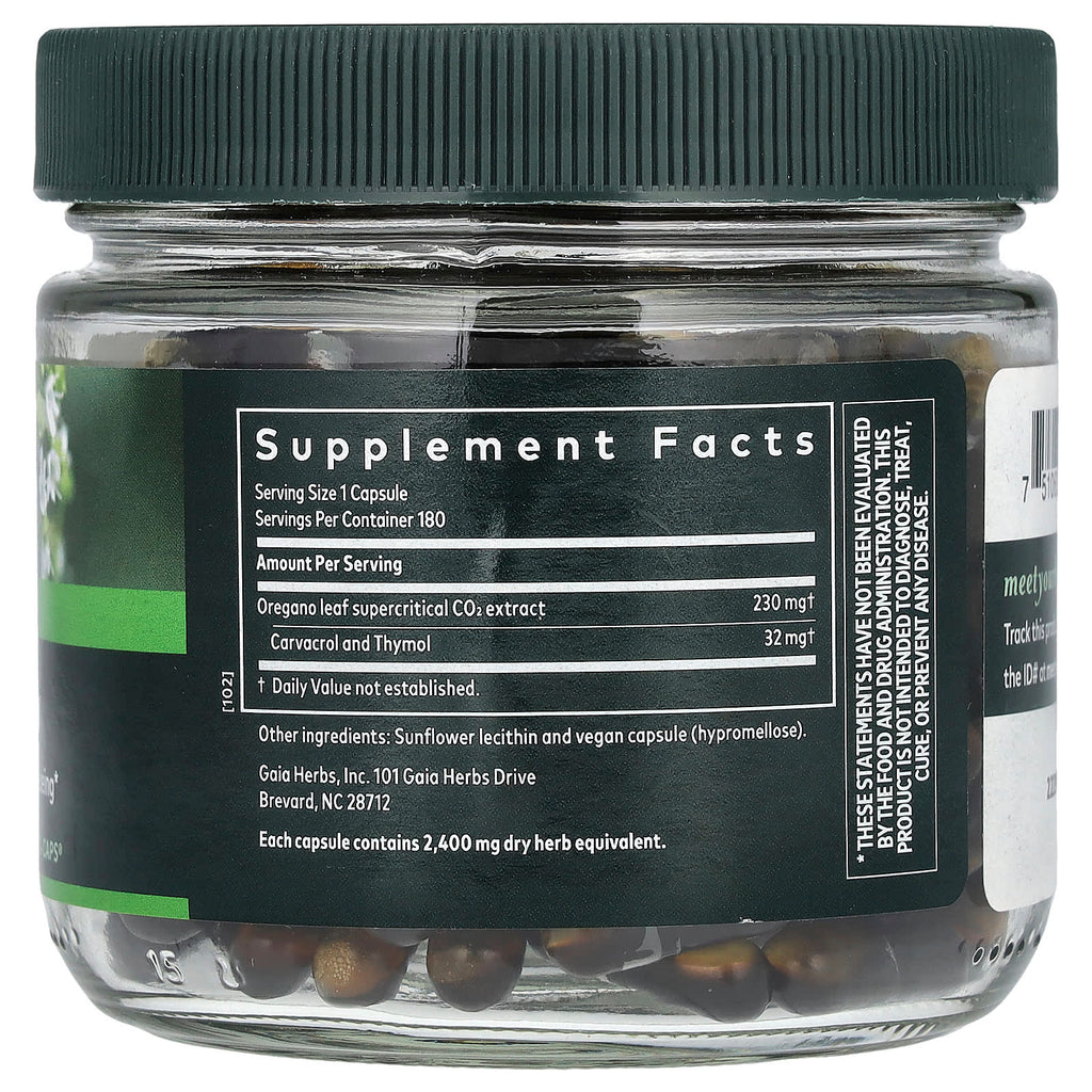 Gaia Herbs, Oil of Oregano, 180 Vegan Liquid Phyto-Caps