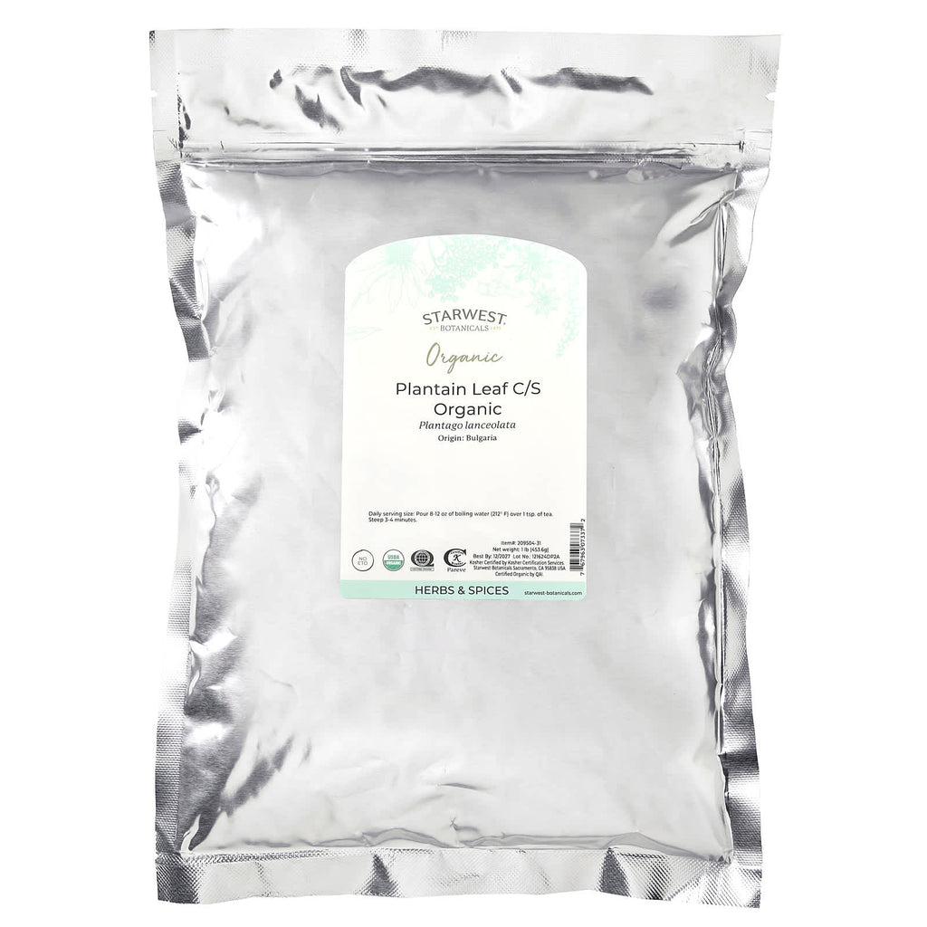 Starwest Botanicals, Organic Plantain Leaf C/S, 1 lb (453.6 g)