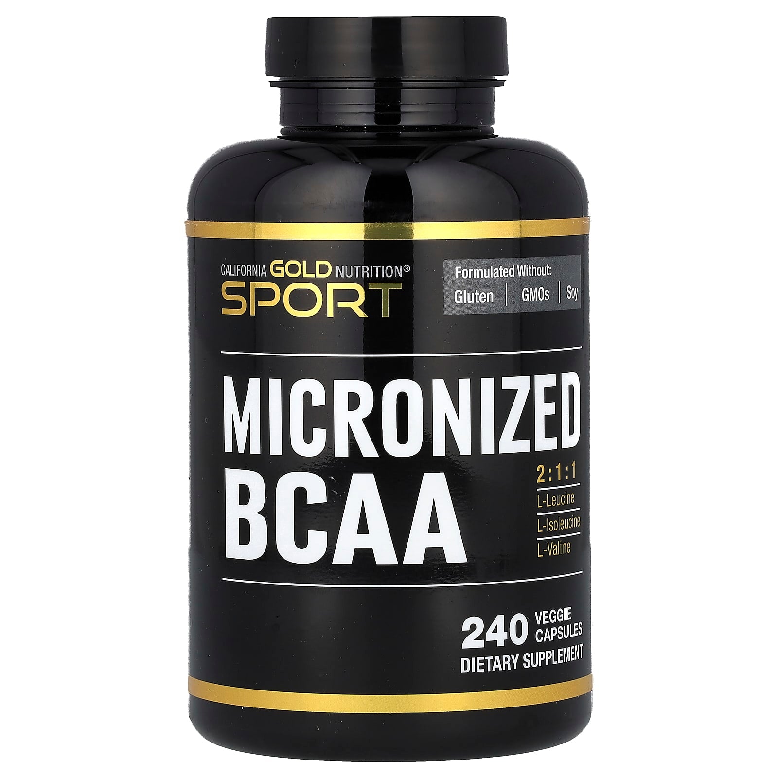 California Gold Nutrition, Sport, Micronized BCAA, Branched Chain Amino Acids, 240 Veggie Capsules