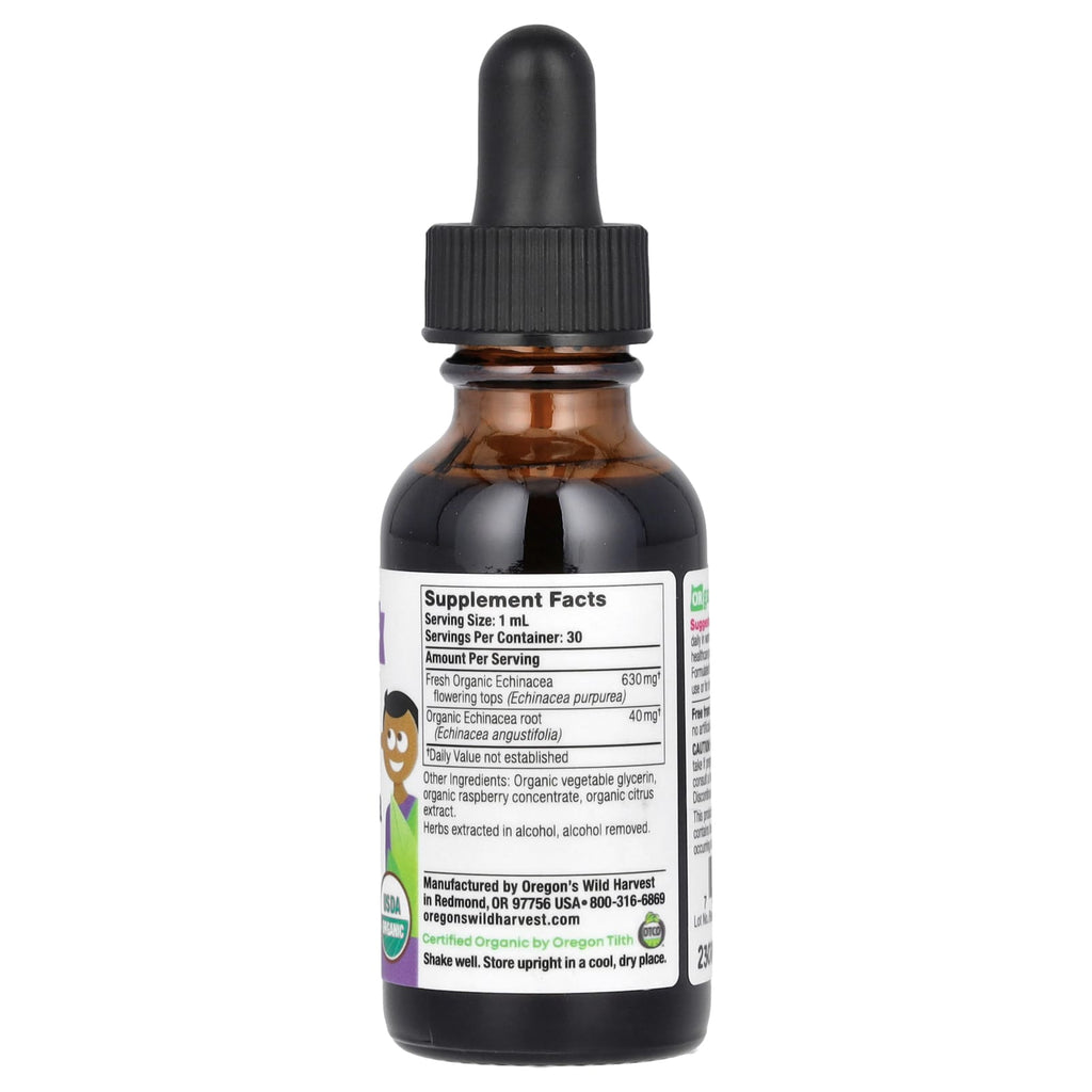 Oregon's Wild Harvest, Kids, Echinacea Extract, Alcohol-Free, Raspberry, 1 fl oz (30 ml)
