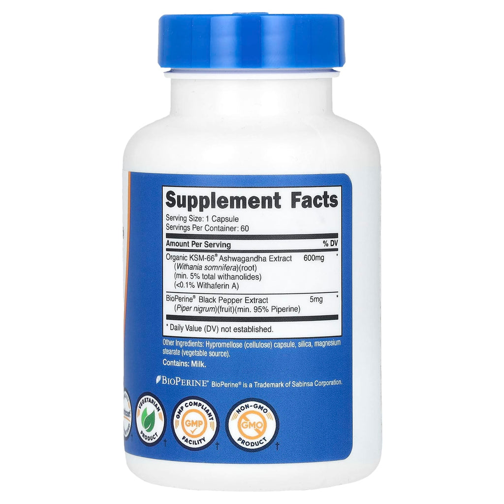Nutricost, KSM-66, Ashwagandha Root Extract, 600 mg, 60 Capsules