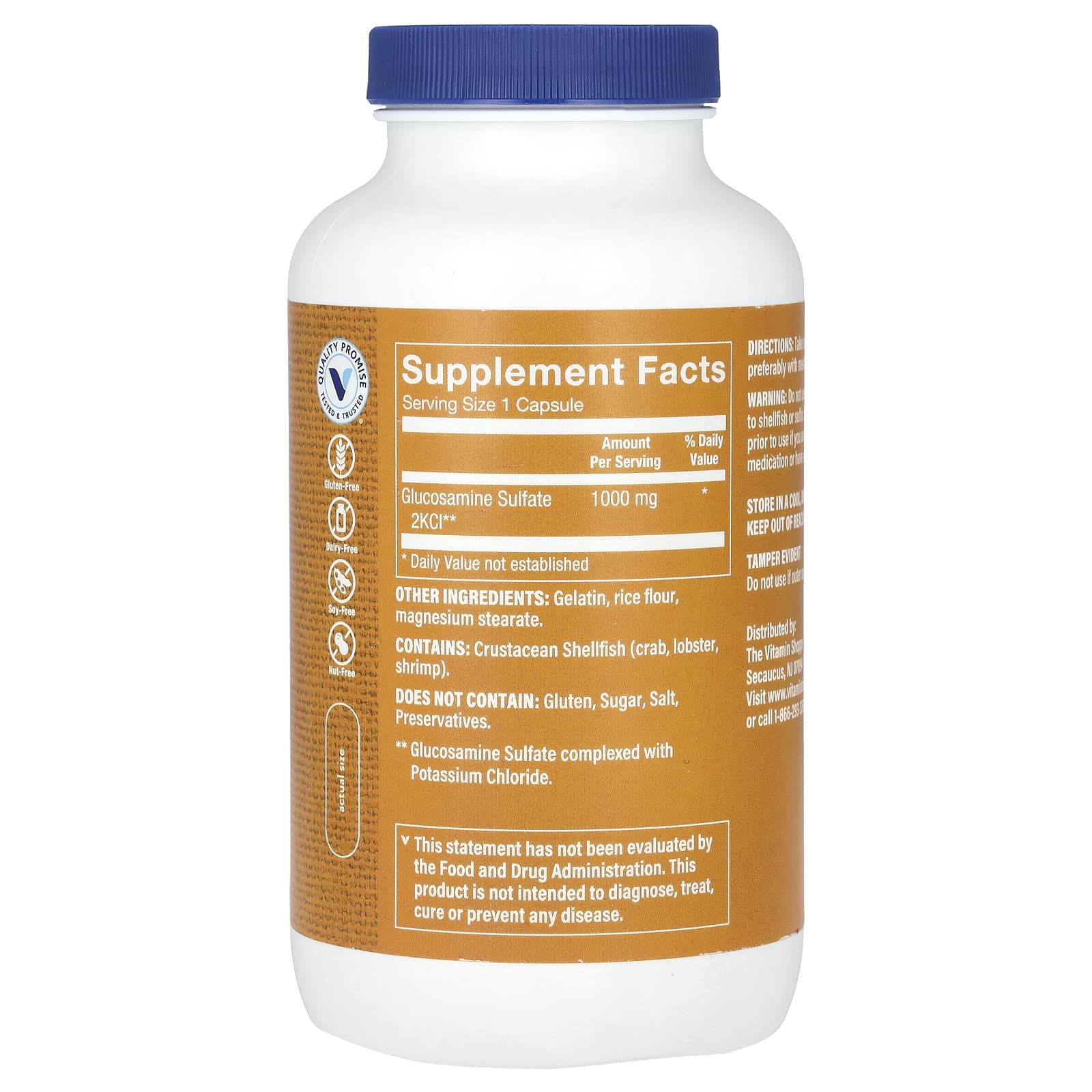 The Vitamin Shoppe, Glucosamine Sulfate, 1,000 mg, 240 Capsules
