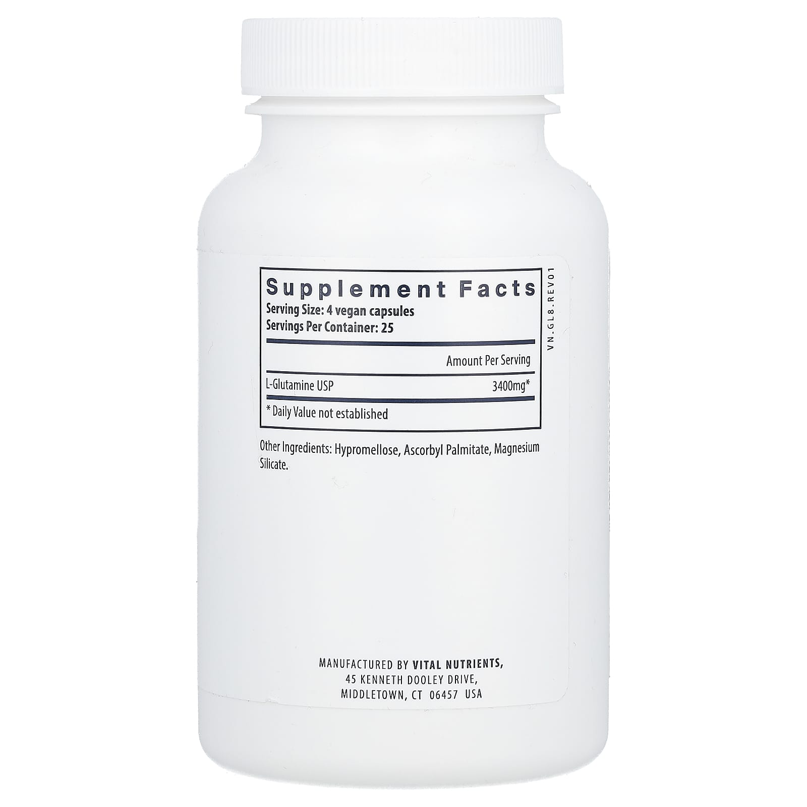 Vital Nutrients, Glutamine, 100 Vegan Capsules (850 mg per Capsule)