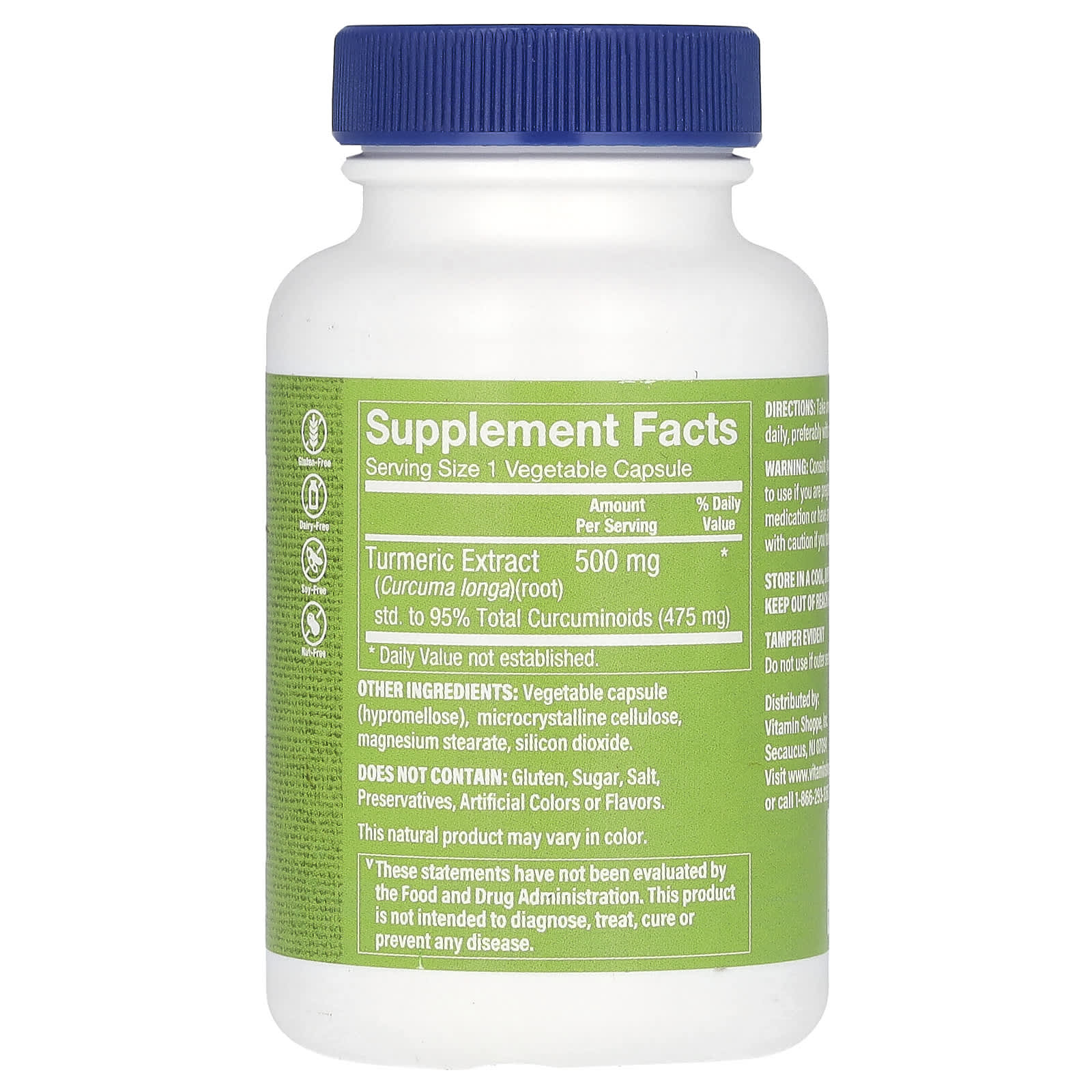 The Vitamin Shoppe, Turmeric With Curcumin, 500 mg, 60 Vegetable Capsules