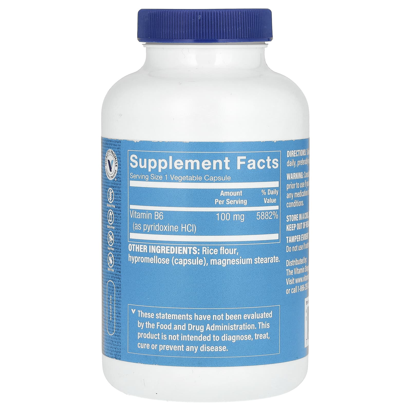 The Vitamin Shoppe, Vitamin B6, 100 mg, 300 Vegetable