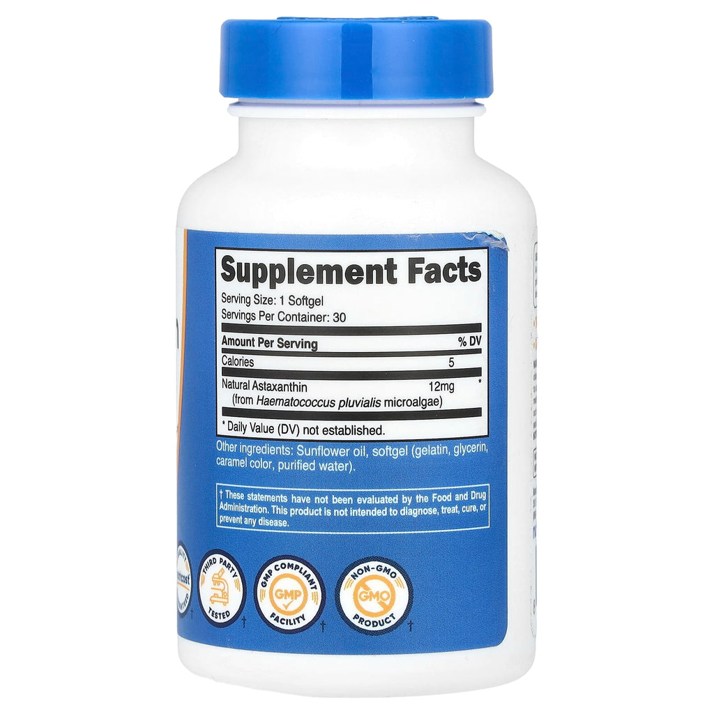 Nutricost, Astaxanthin, 12 mg, 30 Softgels