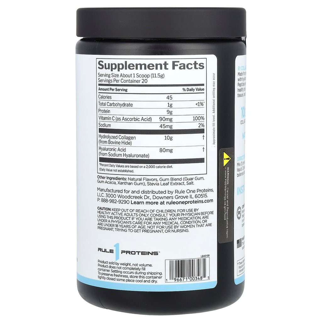 Rule One Proteins, Collagen Peptides + Vitamin C and Hyaluronic Acid, Vanilla Creme, 8.11 oz (230 g)