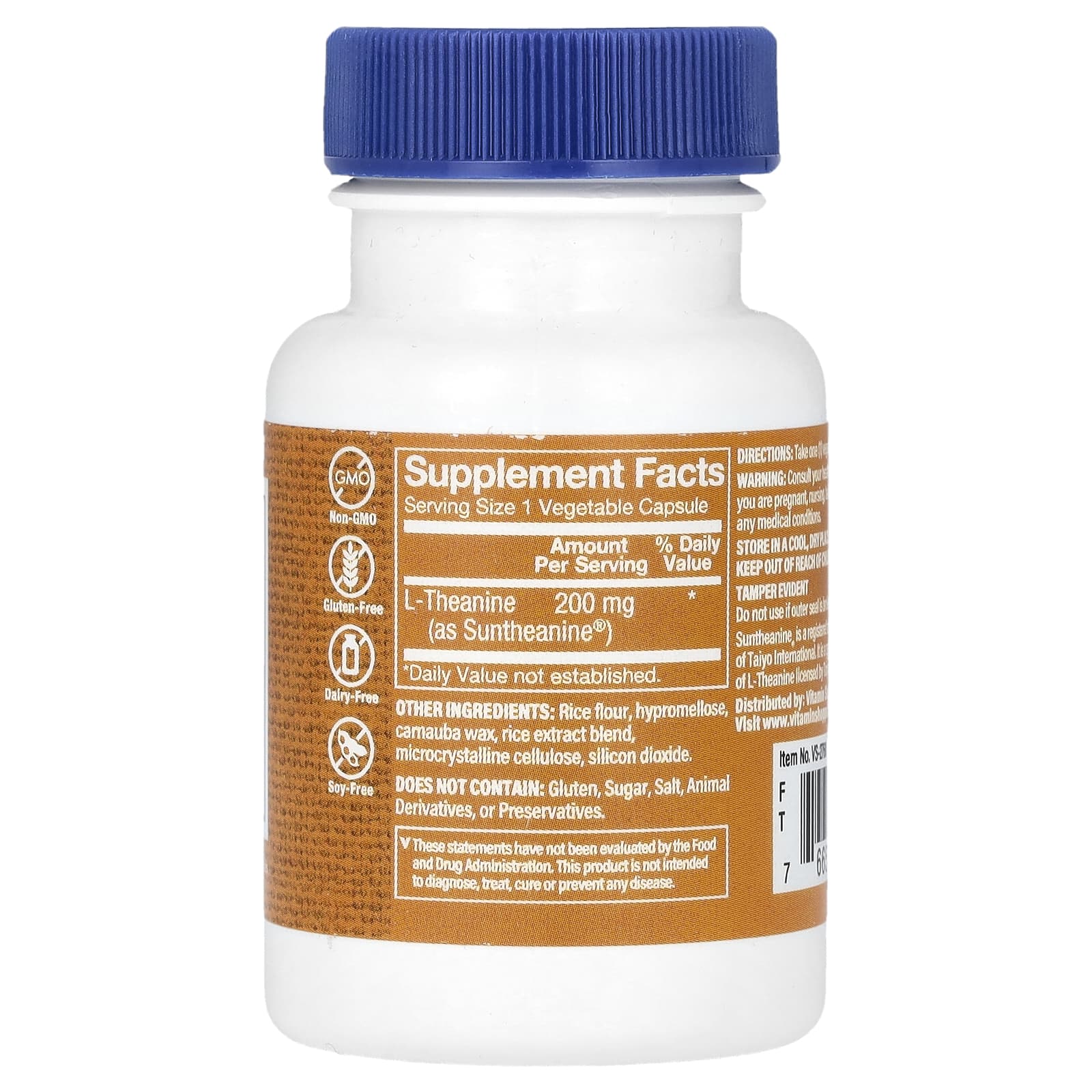 The Vitamin Shoppe, L-Theanine, 200 mg, 60 Vegetable Capsules