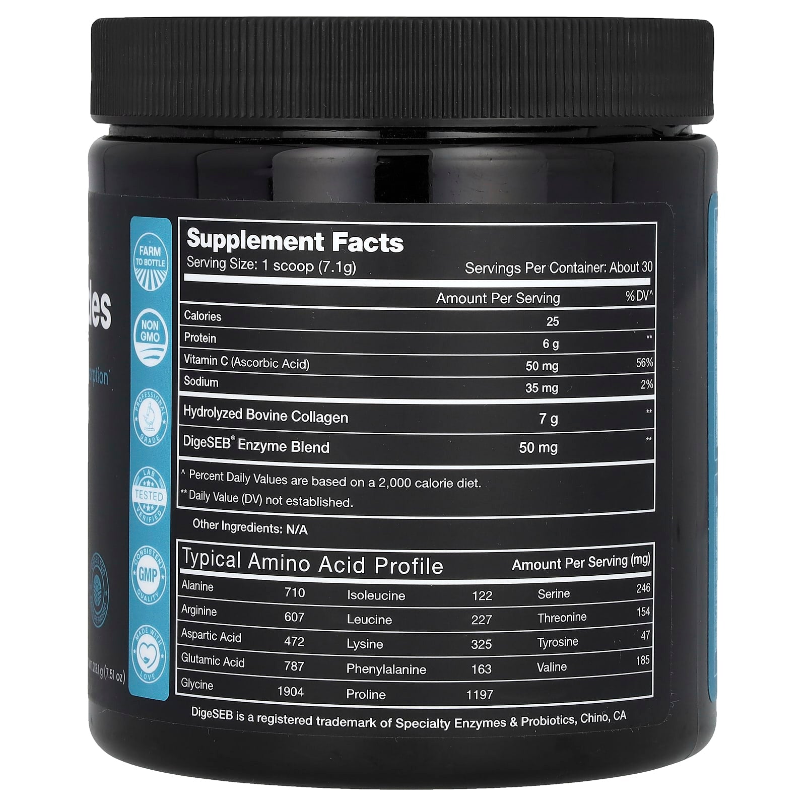 NutraChamps, Collagen Peptides with Digestive Enzymes for Maximum Absorption, Unflavored, 7.51 oz (213.1 g)
