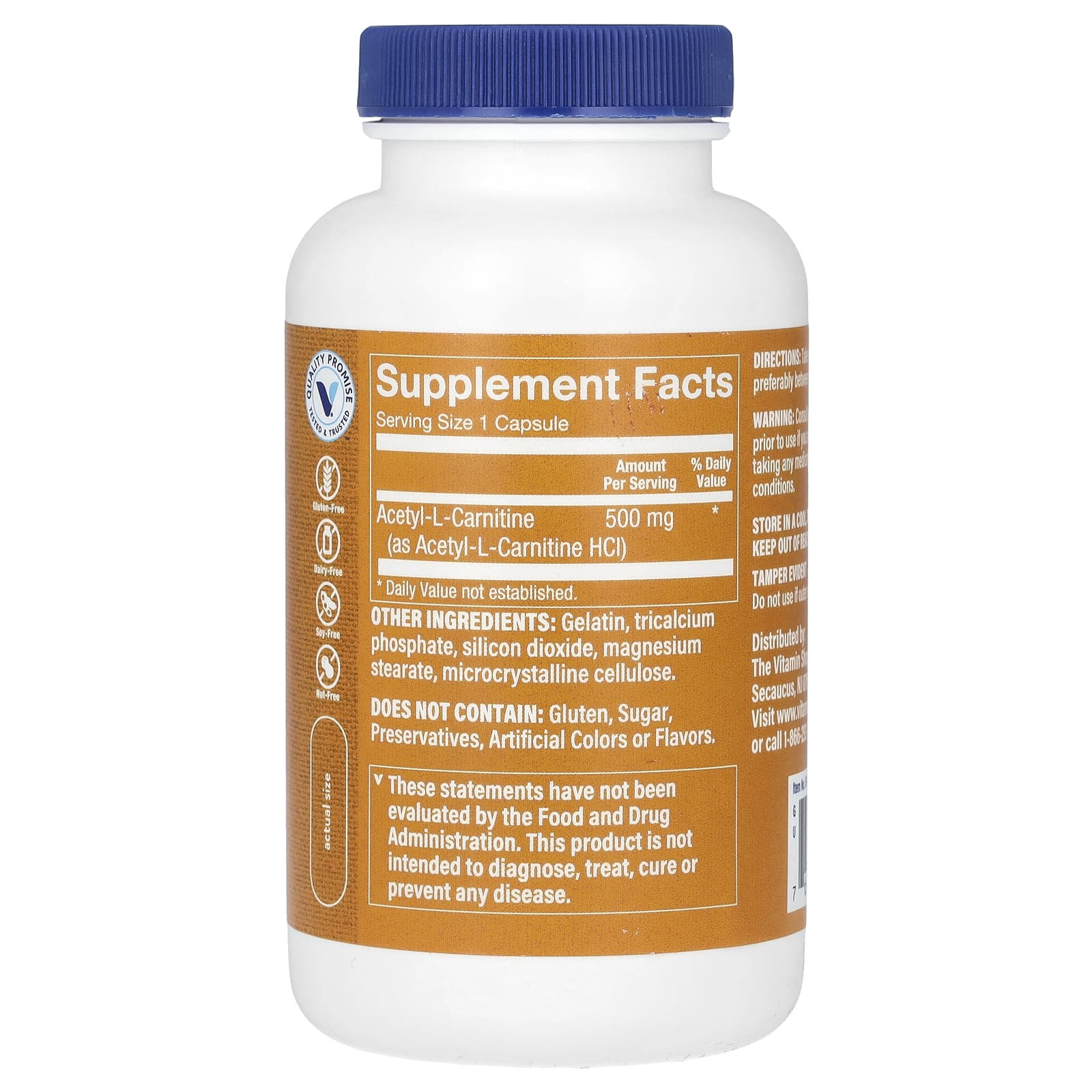 The Vitamin Shoppe, Acetyl-L-Carnitine, 500 mg, 120 Capsules