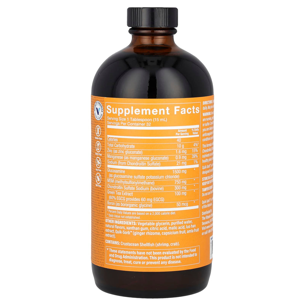 The Vitamin Shoppe, Glucosamine Chondroitin With MSM, Orange, 16 fl oz (473 ml)