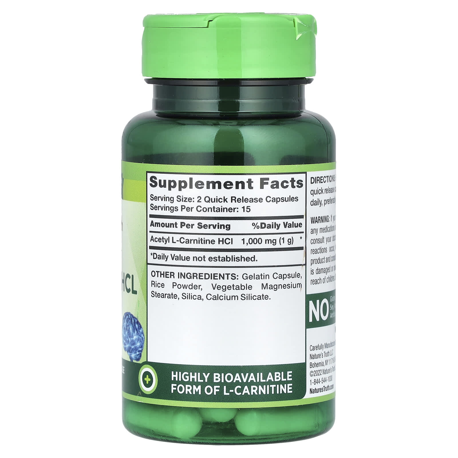 Nature's Truth, Acetyl L-Carnitine HCL, Super Strength, 30 Quick Release Capsules (500 mg per Capsule)
