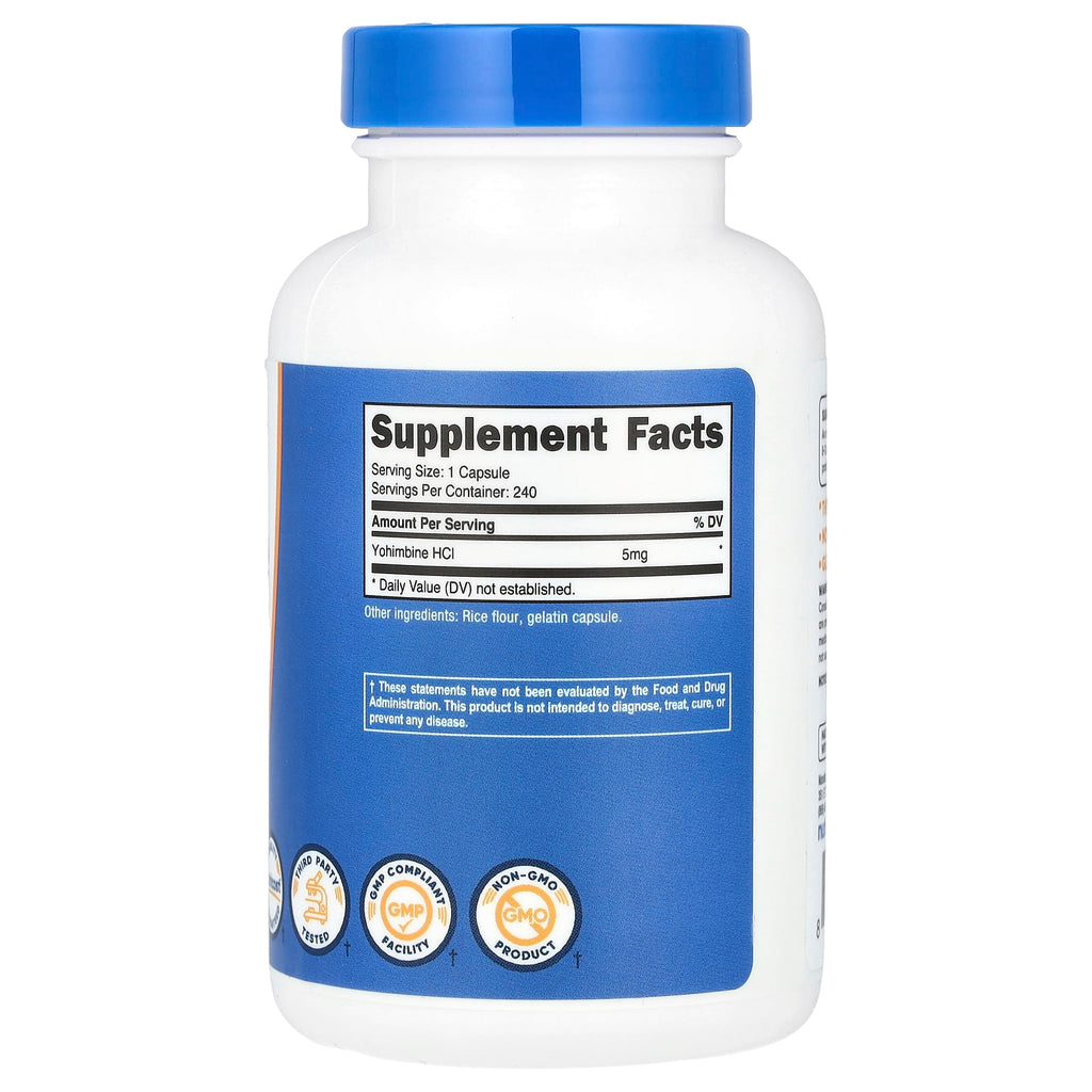 Nutricost, Yohimbine, 5 mg, 240 Capsules