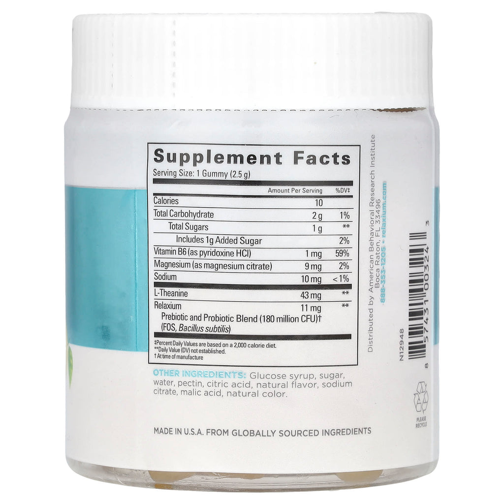 Relaxium, Calm Gummies with Probiotics + Prebiotics, Yummy Lemon, 60 Gummies
