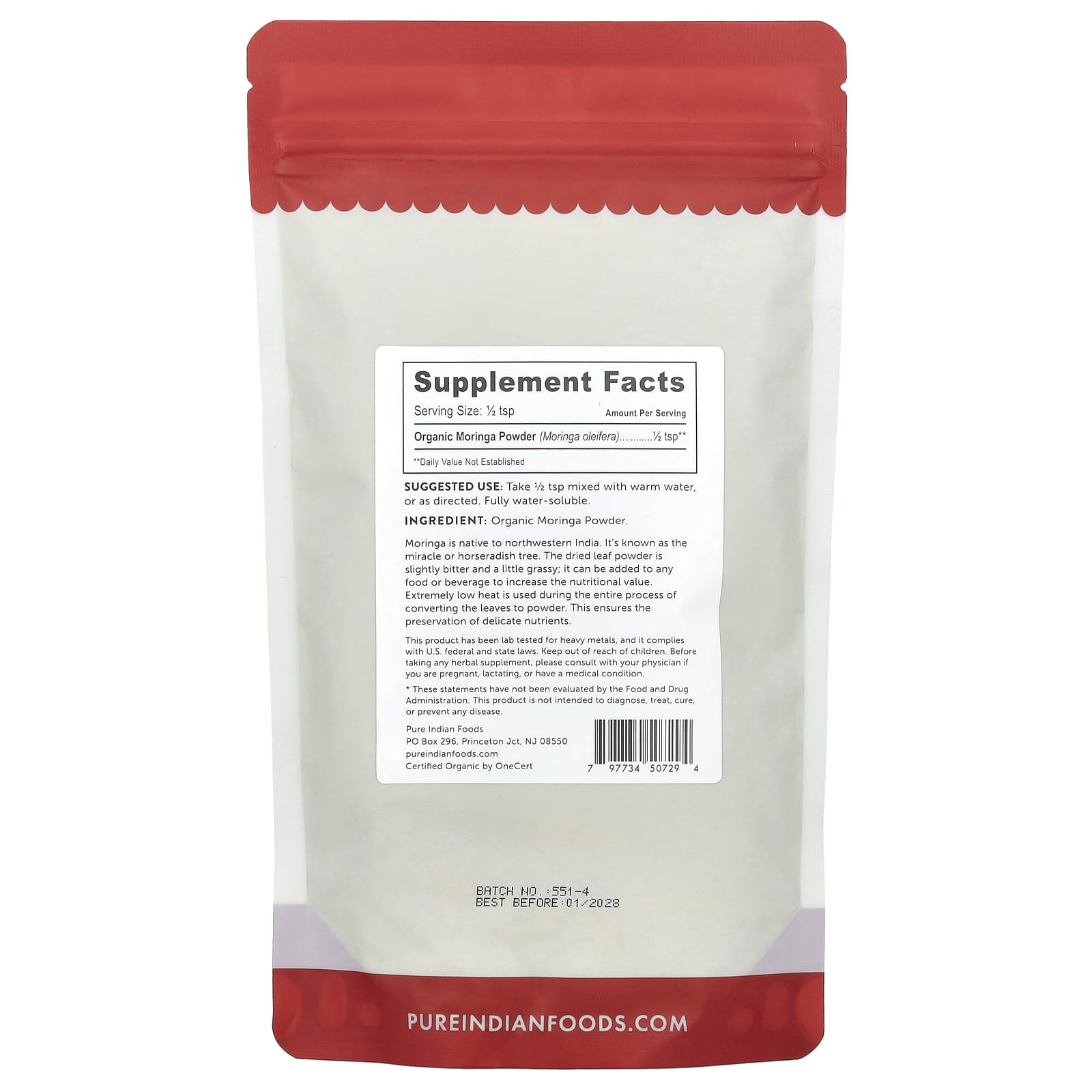 Pure Indian Foods, Organic Moringa Powder, 8 oz (227 g)