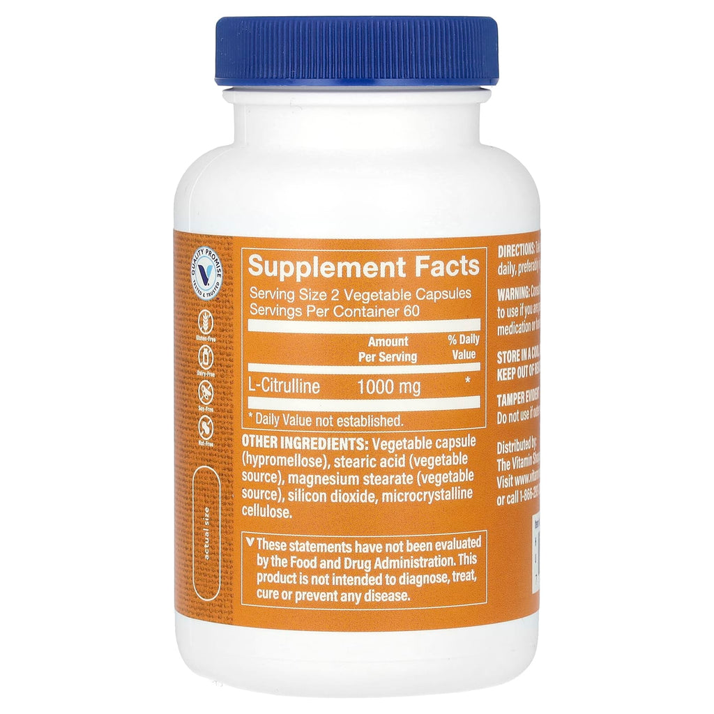 The Vitamin Shoppe, L-Citrulline, 120 Vegetable Capsules (500 mg per Capsule)