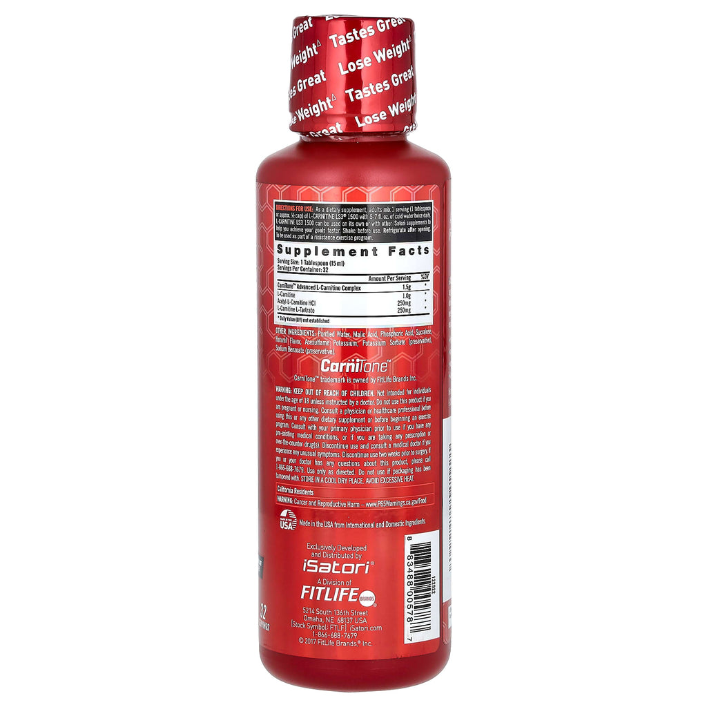 Isatori, L-Carnitine LS3 1500, Grape, 1,500 mg, 16 fl oz (480 ml)