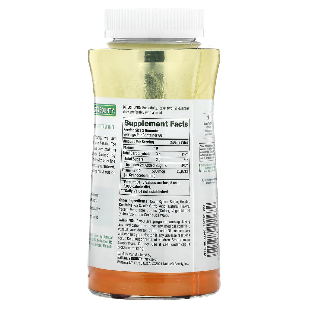 Nature's Bounty, B-12 Gummies, Raspberry, Mixed Berry & Orange, 160 Gummies (250 mcg per Gummy)