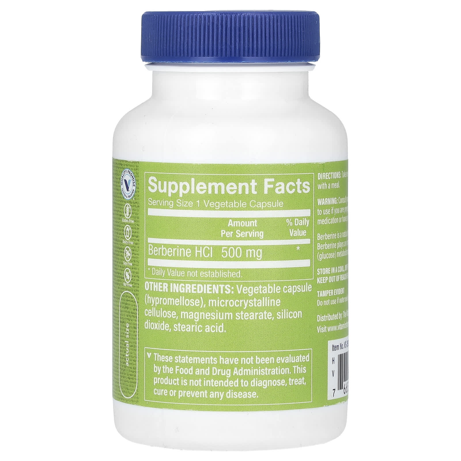 The Vitamin Shoppe, Berberine HCl, 500 mg, 60 Vegetable Capsules