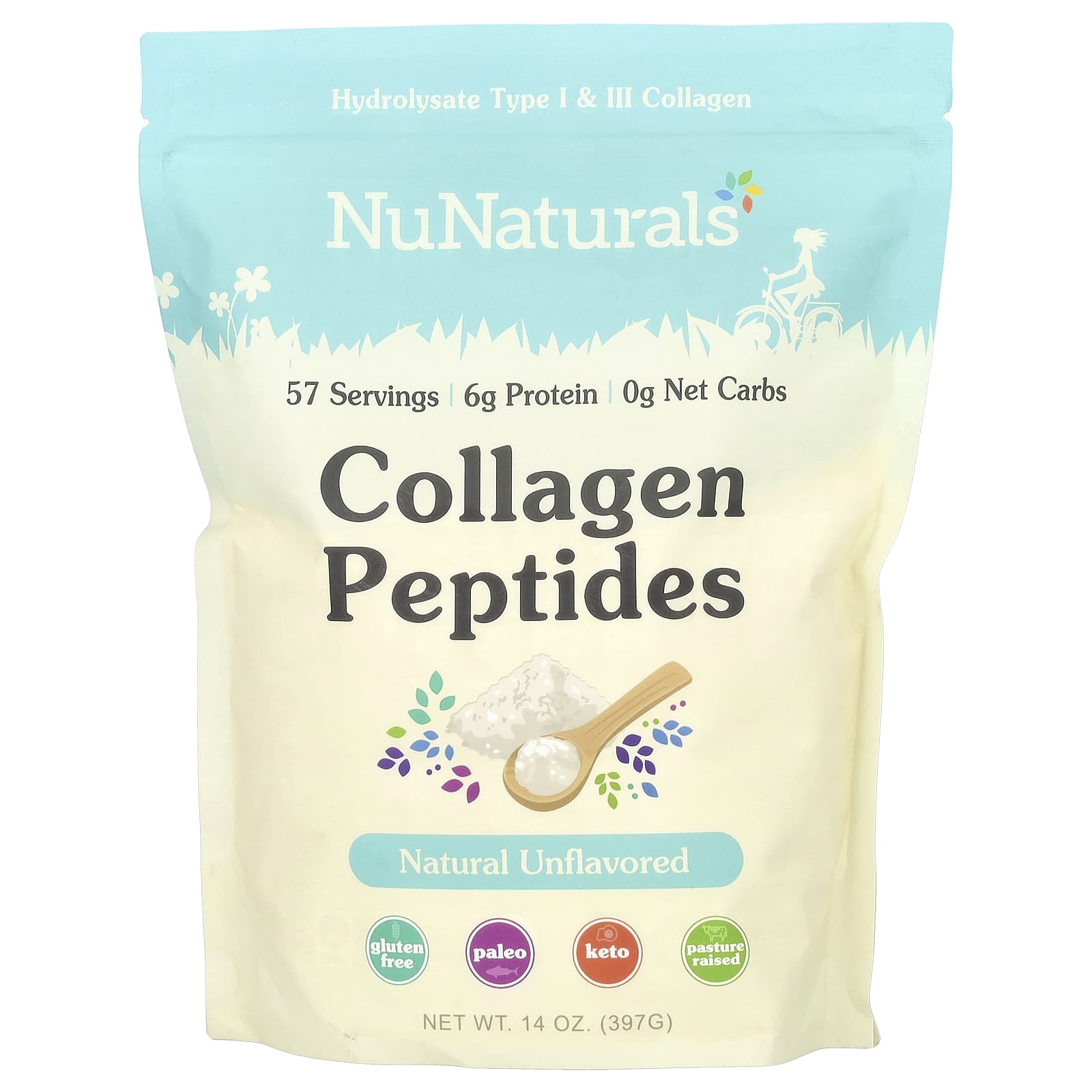 NuNaturals, Collagen Peptides, Unflavored , 14 oz (397 g)