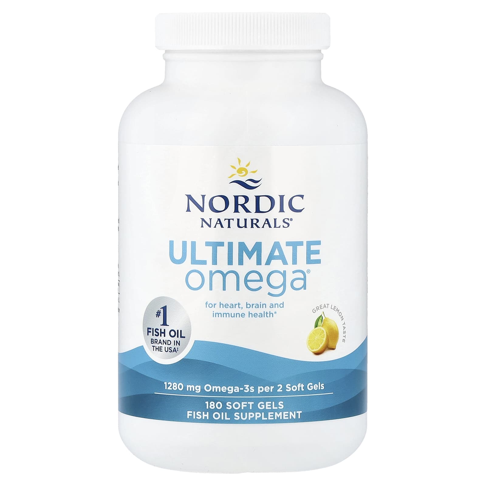 Nordic Naturals, Ultimate Omega®, Lemon, 180 Soft Gels (640 mg per Soft Gel)
