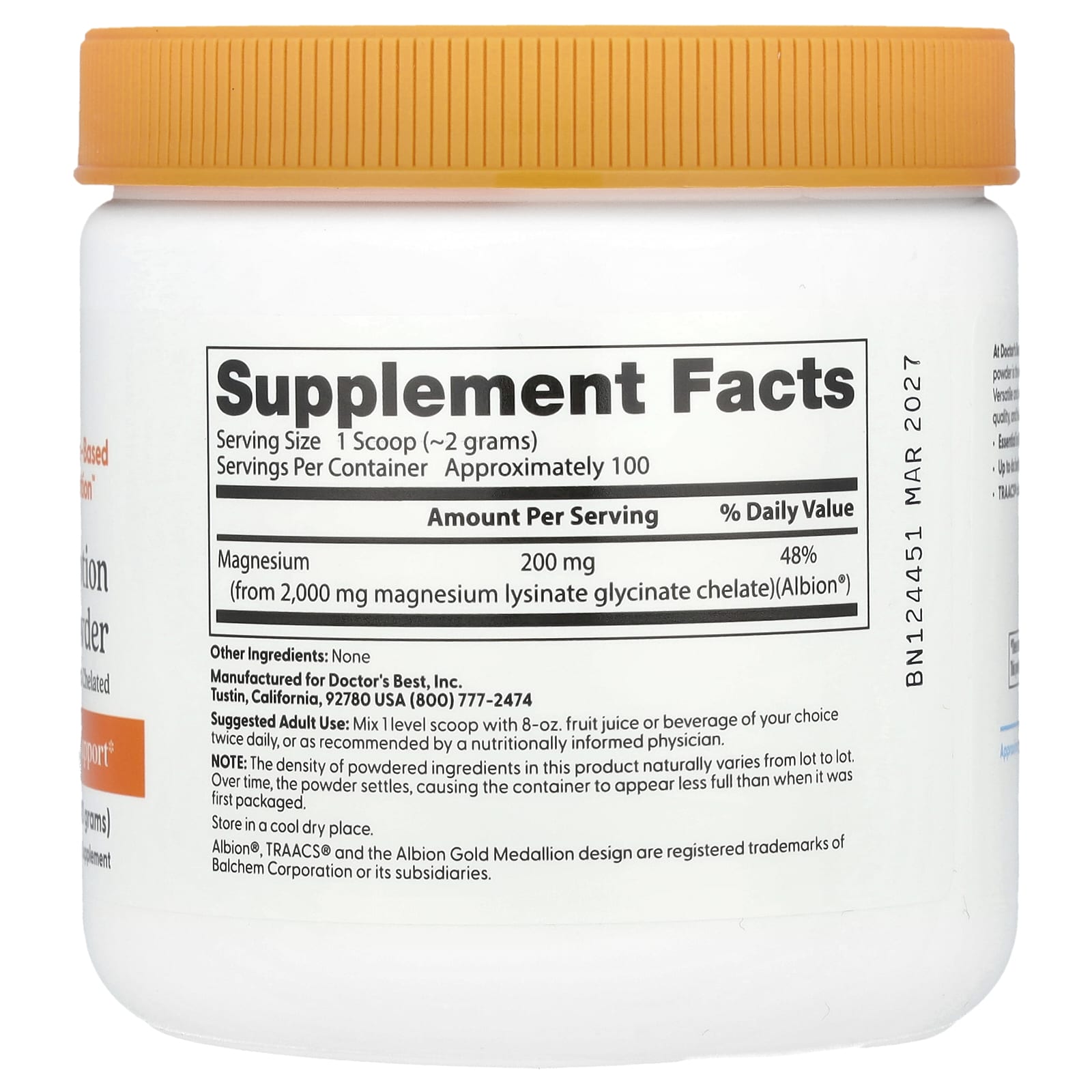 Doctor's Best, High Absorption Magnesium Powder, 7.1 oz (200 g)