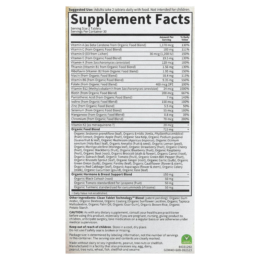 Garden of Life, Organics, Women's Multi 40+, 60 Vegan Tablets