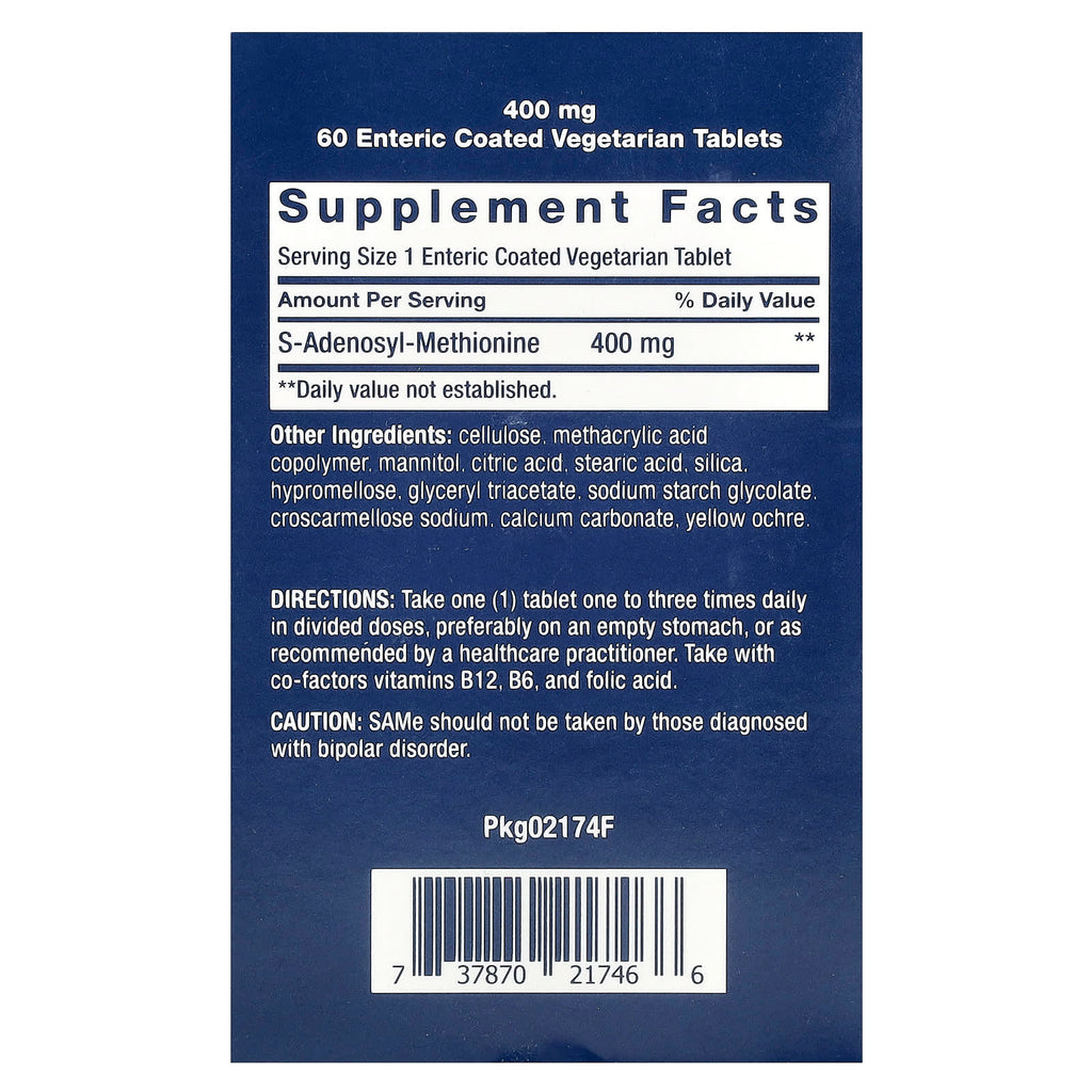 Life Extension, SAMe S-Adenosyl-Methionine, 400 mg, 60 Enteric Coated Vegetarian Tablets