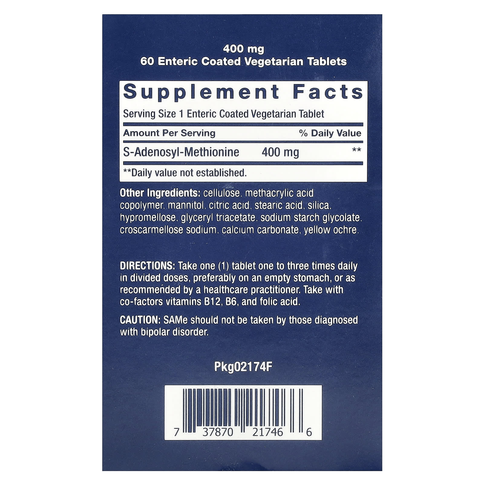 Life Extension, SAMe S-Adenosyl-Methionine, 400 mg, 60 Enteric Coated Vegetarian Tablets