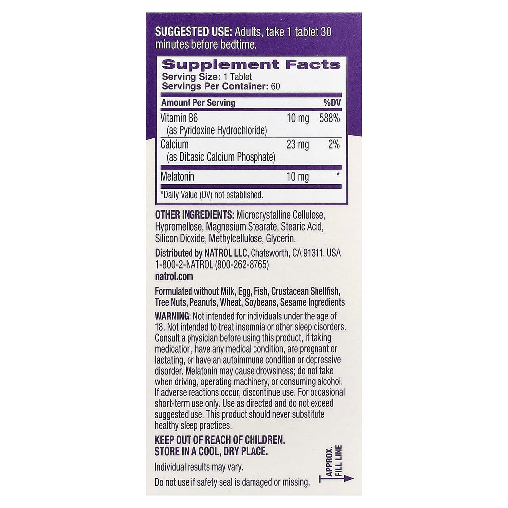 Natrol, Melatonin, Time Release, 10 mg, 60 Tablets