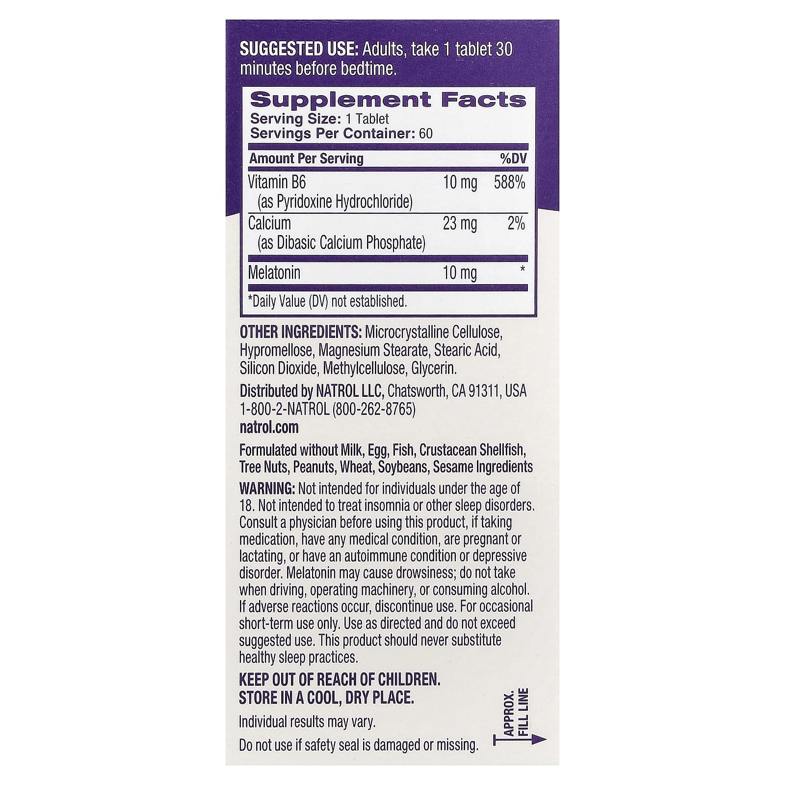 Natrol, Melatonin, Time Release, 10 mg, 60 Tablets