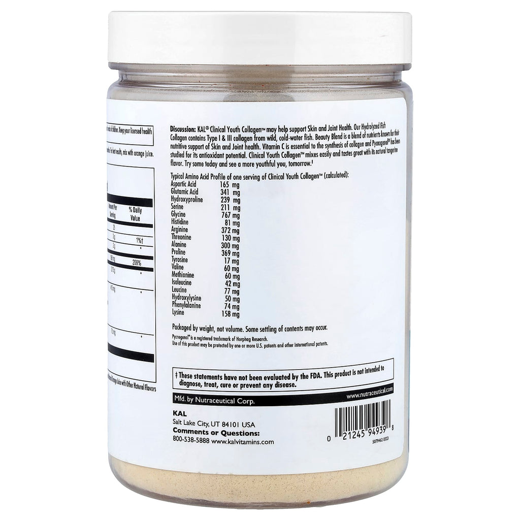 KAL, Clinical Youth Collagen™, Tangerine, 10.5 oz (298 g)