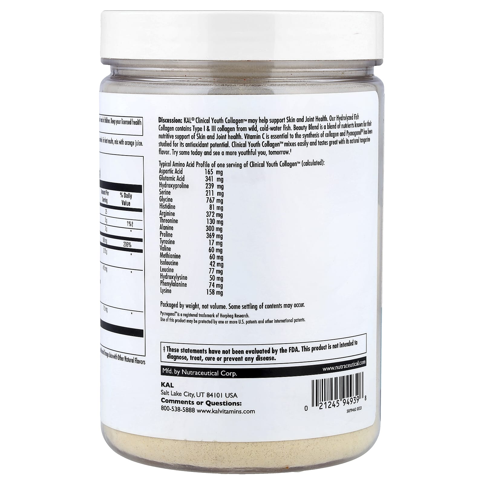 KAL, Clinical Youth Collagen™, Tangerine, 10.5 oz (298 g)