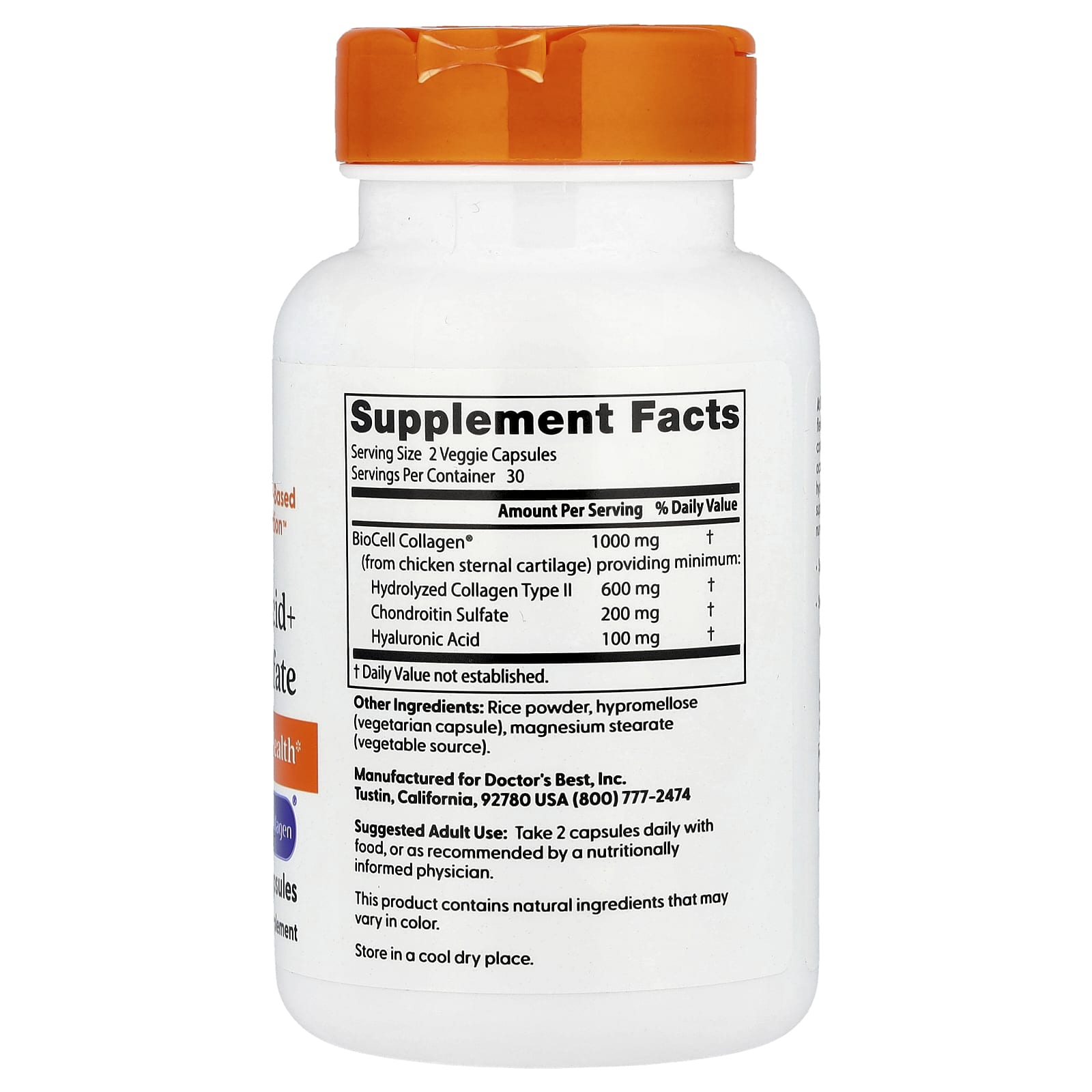 Doctor's Best, Hyaluronic Acid + Chondroitin Sulfate with BioCell Collagen®, 60 Veggie Capsules