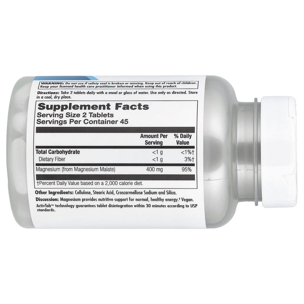 KAL, Magnesium Malate 400, 90 Tablets (200 mg per Tablet)