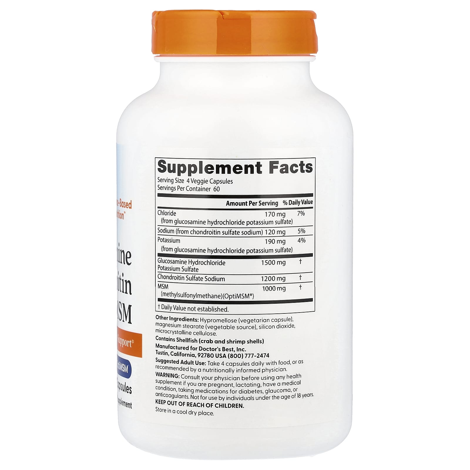 Doctor's Best, Glucosamine Chondroitin MSM with OptiMSM®, 240 Veggie Capsules