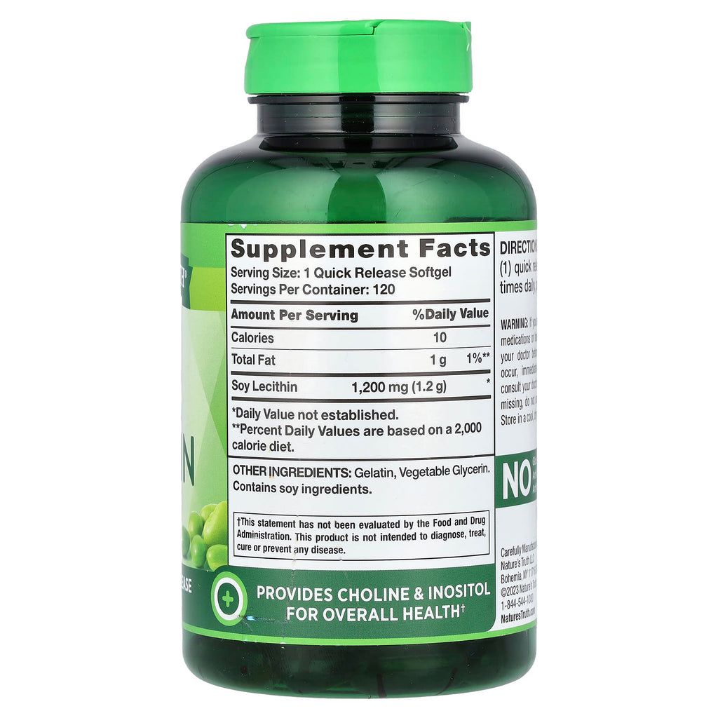Nature's Truth, Ultra Soya Lecithin, 1,200 mg, 120 Quick Release Softgels
