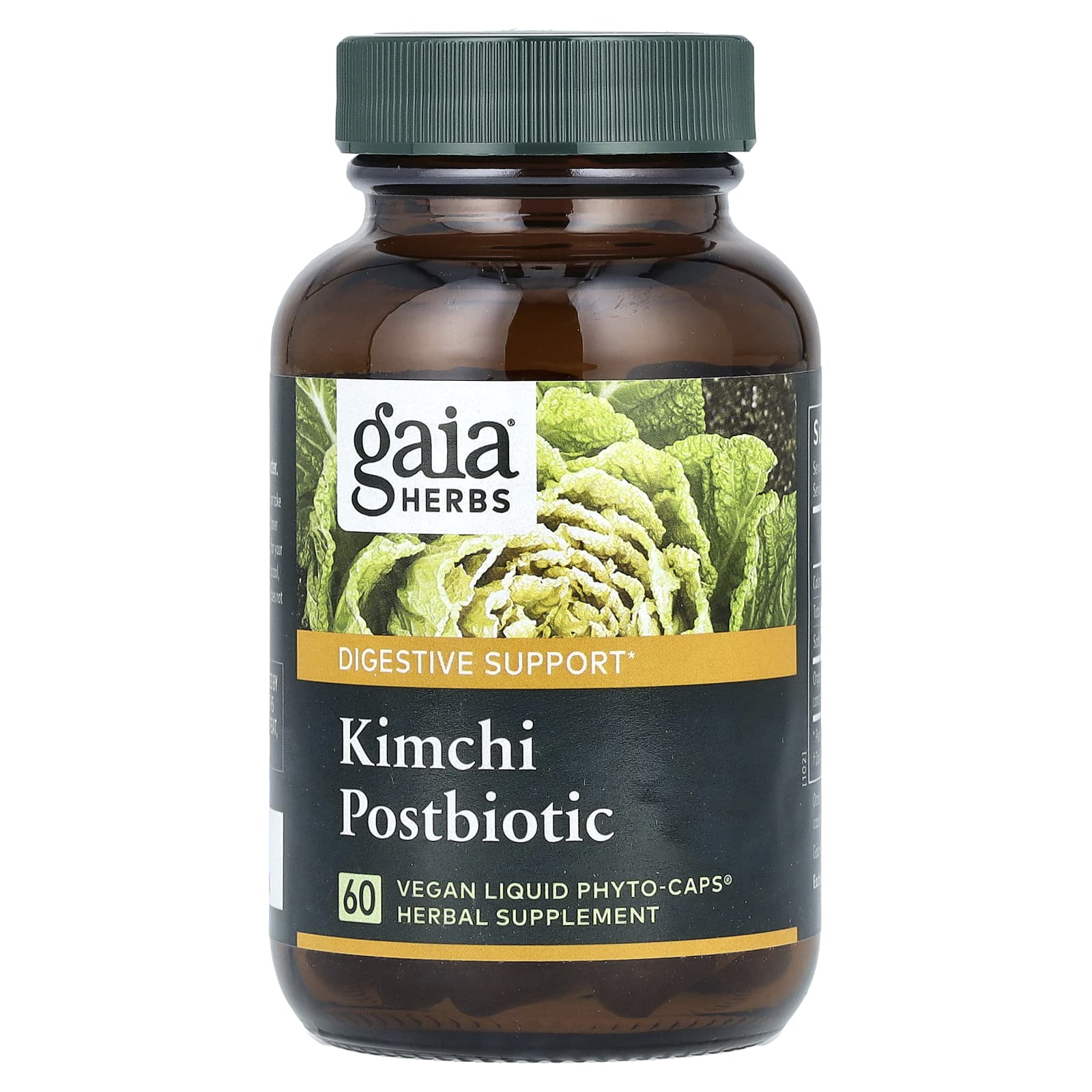 Gaia Herbs, Kimchi Postbiotic, 60 Vegan Liquid Phyto-Caps (0.6 g per Capsule)