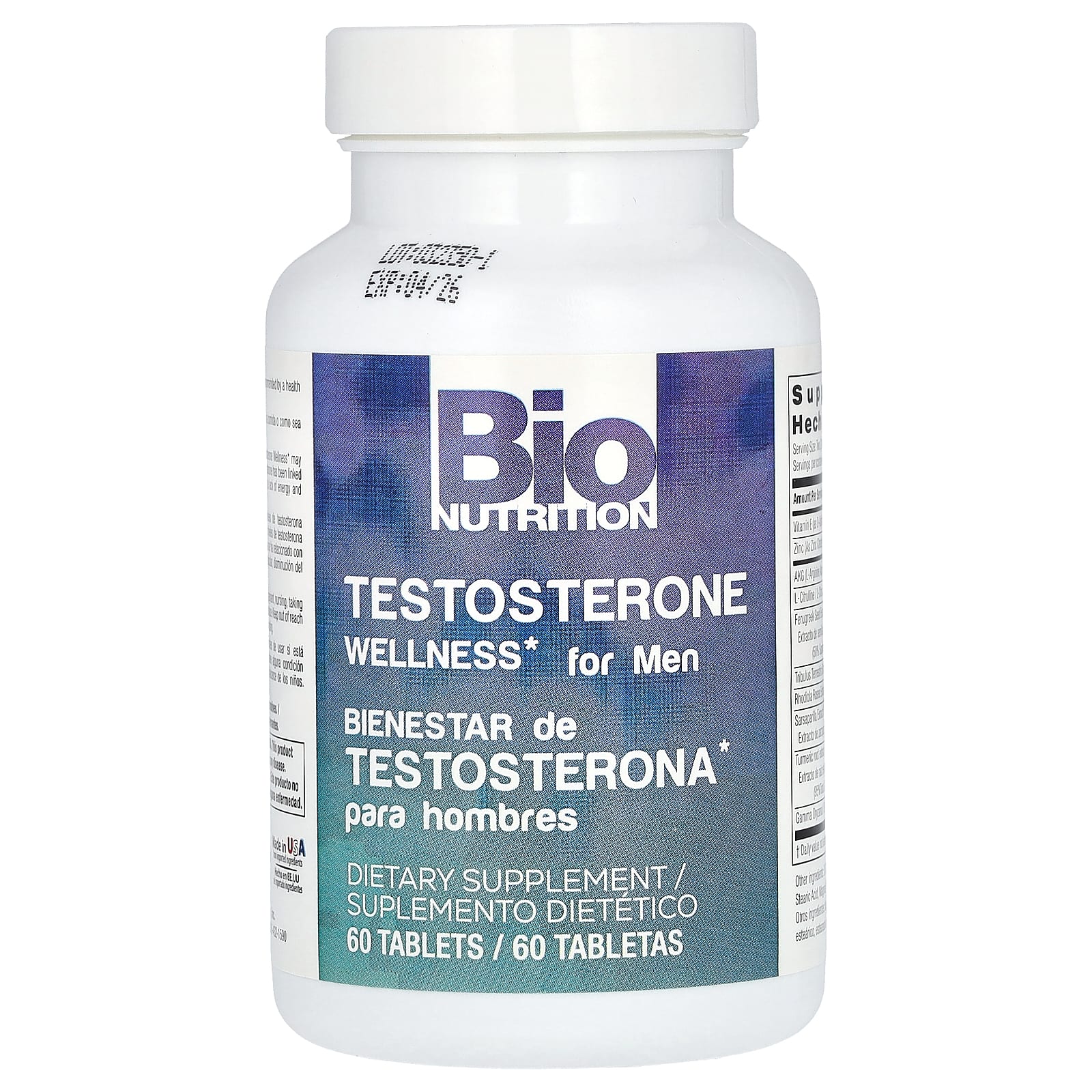 Bio Nutrition, Testosterone Wellness, For Men, 60 Tablets