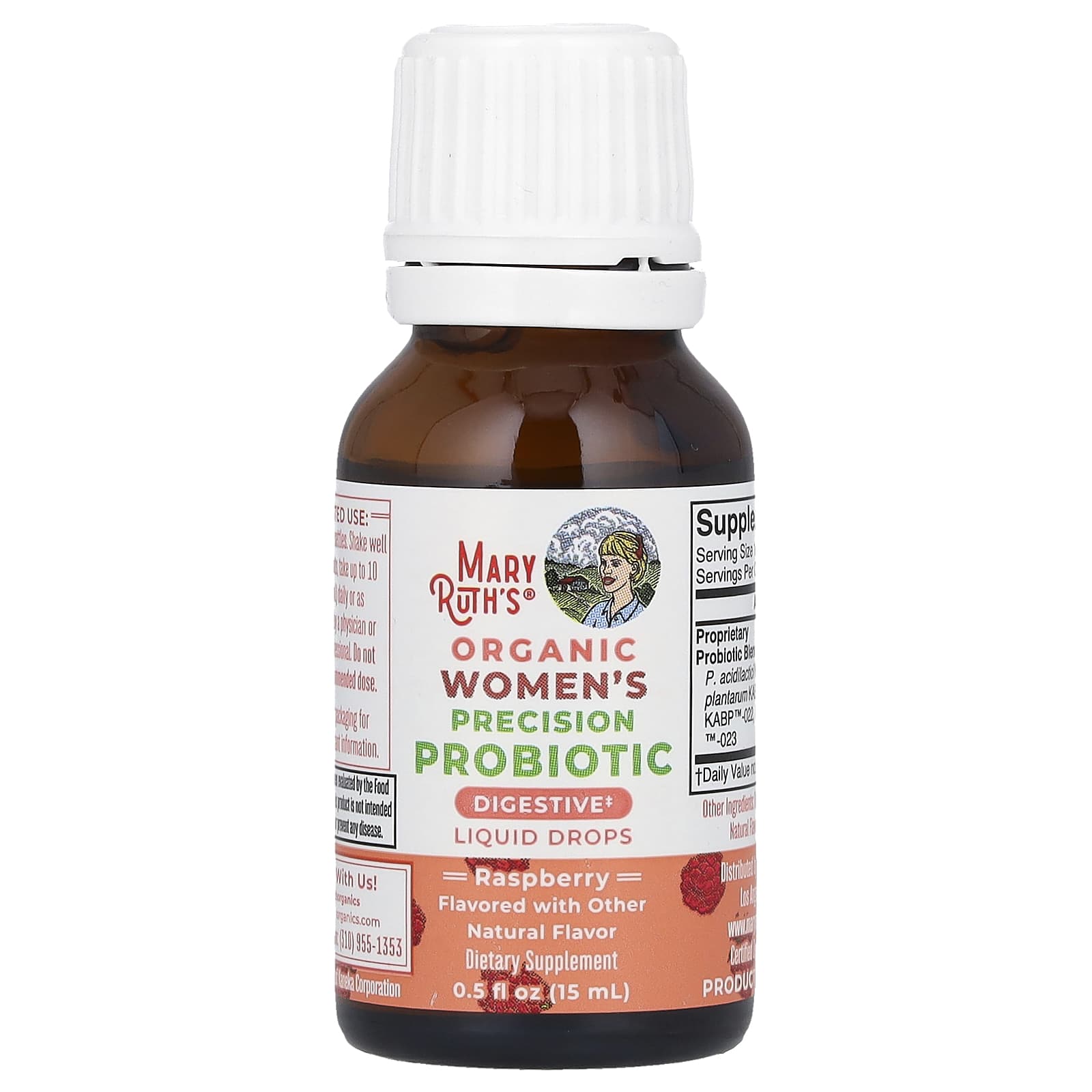 MaryRuth's, Organic Women's Precision Probiotic, Liquid Drops, Raspberry , 2 Billion CFU , 0.5 fl oz (15 ml)