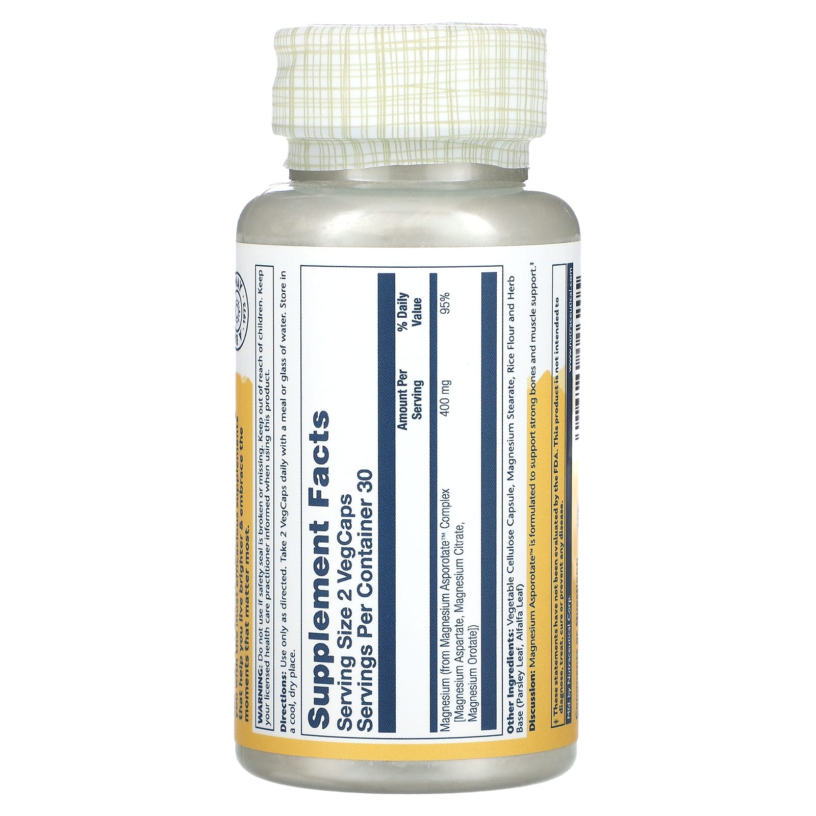 Solaray, Magnesium Asporotate, 60 VegCaps (200 mg per Capsule)